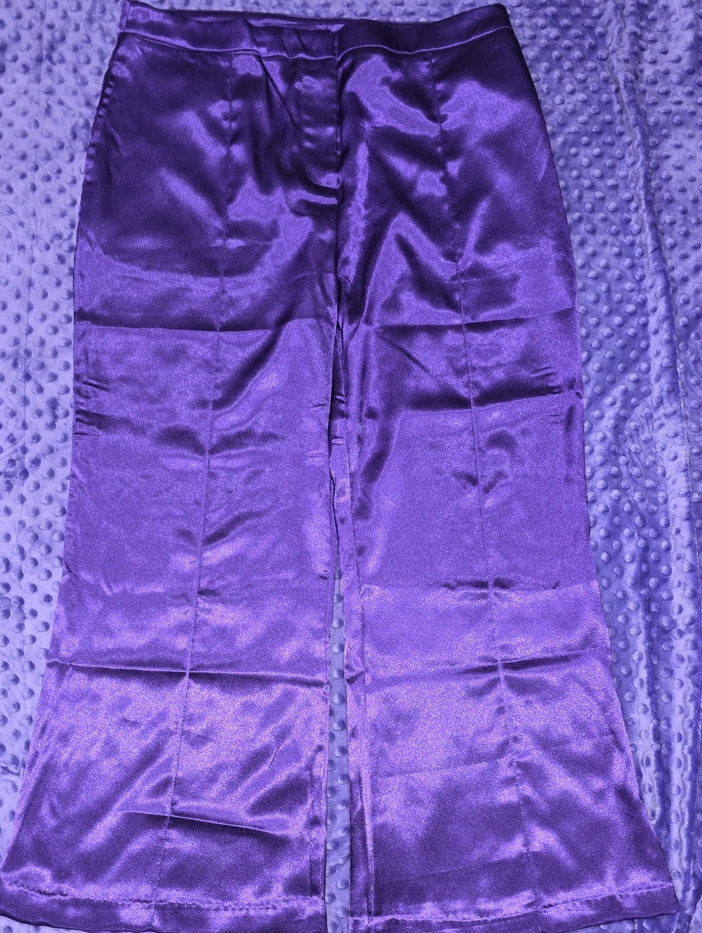 Satin Wide-Leg Pants in Purple